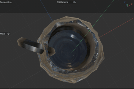 <b>Mug top</b><br>This is the top view of the mug I designed. The color of the inside of the mug is different from the outside. I took a photo of the mug’s inner texture with my phone, created a new material in Cinema 4D, and applied it to the object I designed.