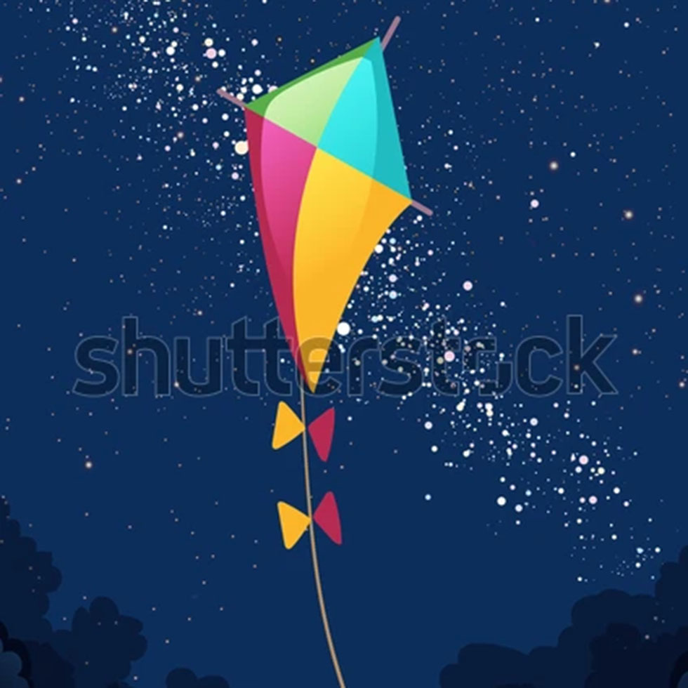 Kites in the night sky. The idea is to make the kite glow in the dark so that people can fly kites in the dark.