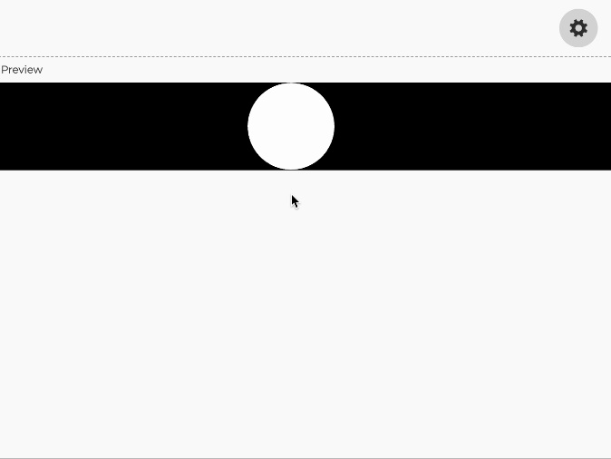 This GIF displays a simple, high-contrast scene with a white circle on a black stripe between white areas. As I listen to the sound of an egg frying, the circle gently expands and contracts. The sizzling sound influences the visual, making the circle behave as if it's reacting to the intensity of the sizzling.