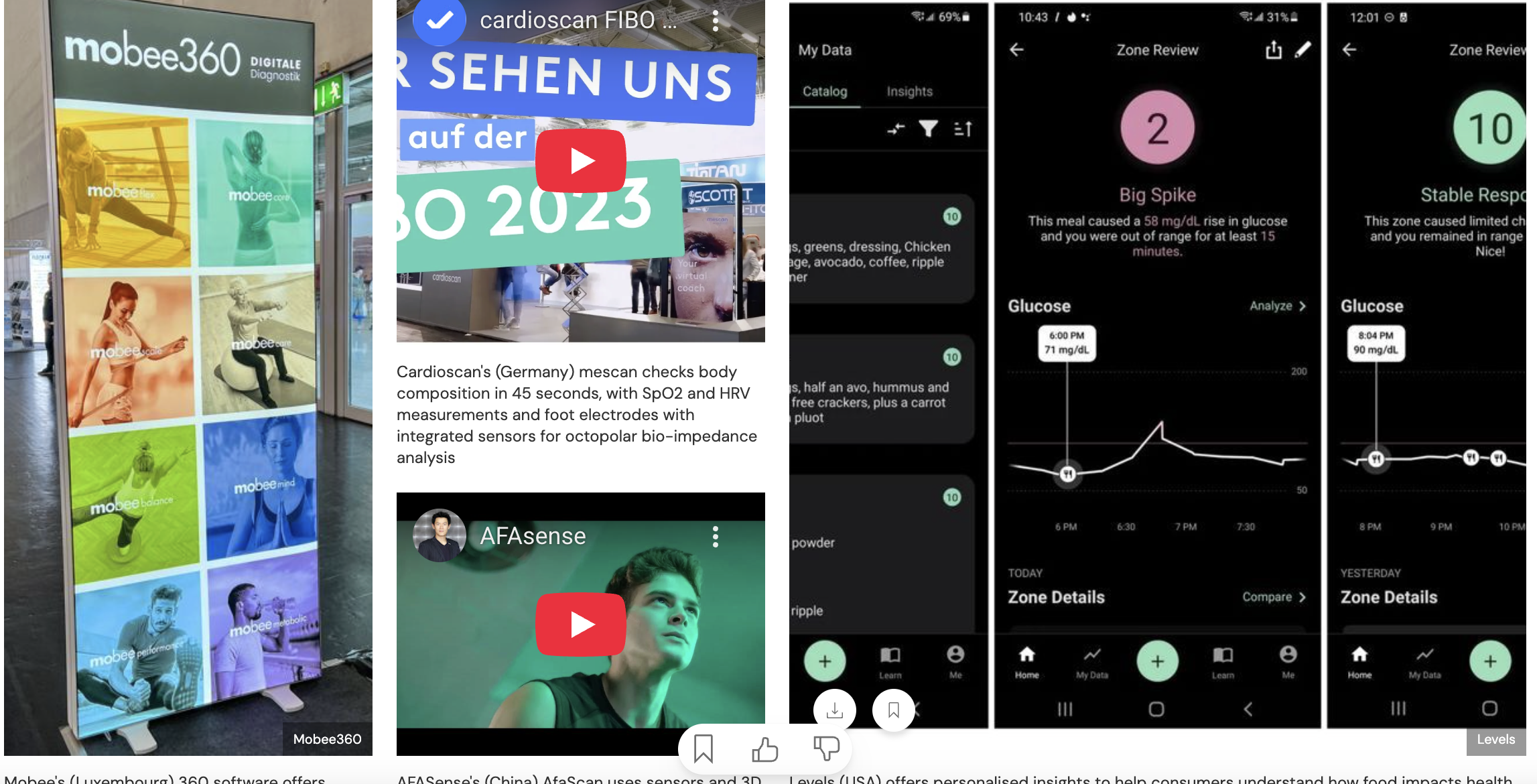 This image shows new health technology that measures body and fitness data in real time. These systems collect information like heart rate, oxygen level, and glucose changes to help users understand their physical condition better. It reflects the trend of connecting health tracking with daily wellness.